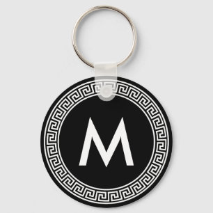 Greek Key Design Monogram Keychain