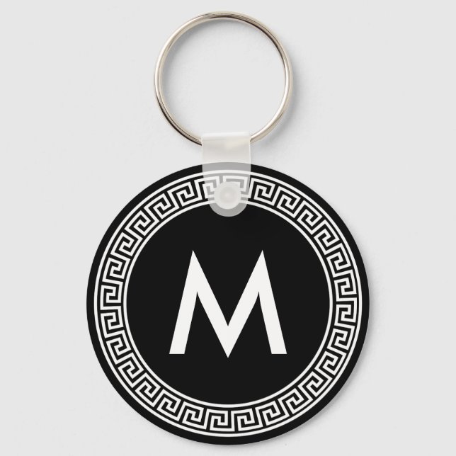Greek Key Design Monogram Keychain (Front)