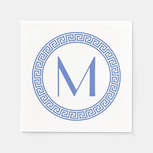 Greek Key Design Monogram Napkin (Front)