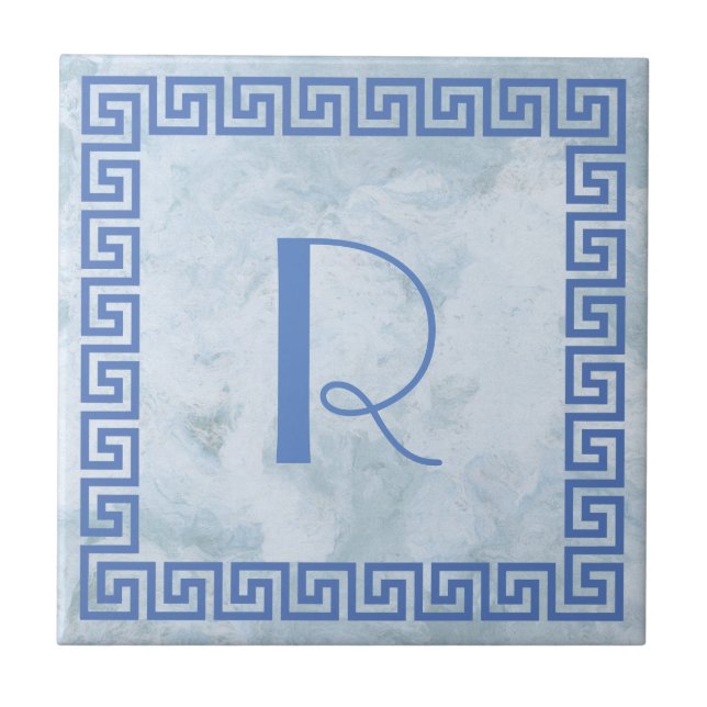 Greek Key Design Monogram Tile (Front)