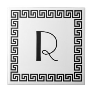 Greek Key Design Monogram Tile