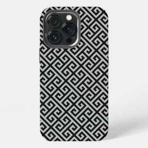 Greek Key Diamonds in Black & Grey iPhone 13 Pro Case