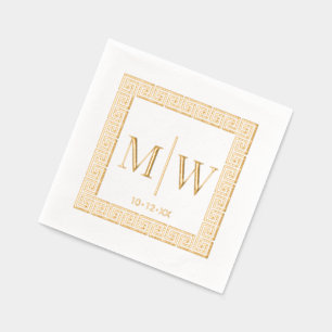 Greek Key Frame #2 Two Initial Wedding Monogram Foil Napkins
