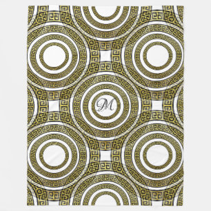 Greek Key Meander in Geometric Symmetry Artdeco Fleece Blanket