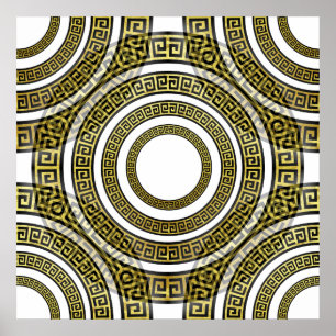 Greek Key Meander in Geometric Symmetry Artdeco Poster