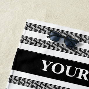 Greek key meander pattern personalized beach towel