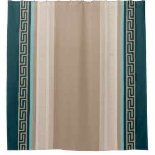 Greek Key - Meander - Taupe and Green