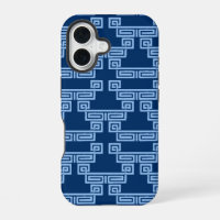 Greek Key Meander Tier in Blue Indigo