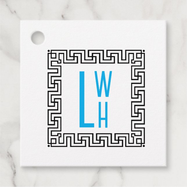 Greek Key Monogram Gift Tag (Front)