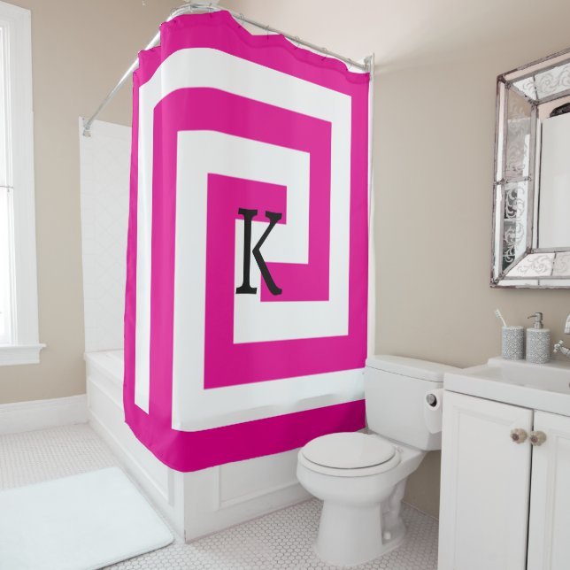 Greek Key Monograms Hot Pink Black White Patterns (In Situ)