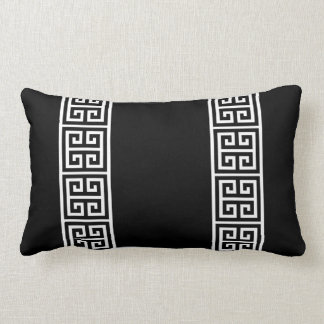 Greek Key on Black Lumbar Pillow