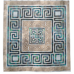 Greek Key Ornament -Abalone and gold