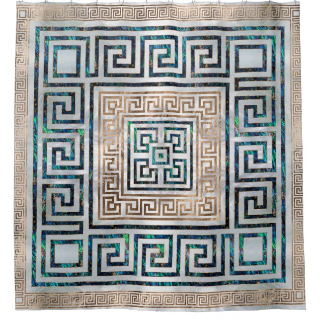 Greek Key Ornament -Abalone and gold (Front)