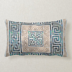 Greek Key Ornament -Abalone and gold Lumbar Pillow
