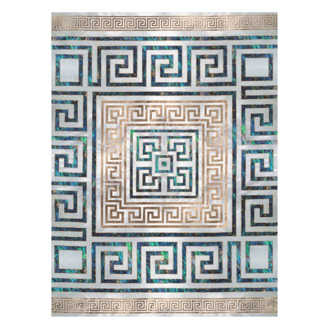 Greek Key Ornament -Abalone and gold Tablecloth (Front)
