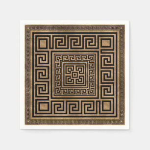 Greek Key Ornament - Greek Meander -Black on gold Napkin