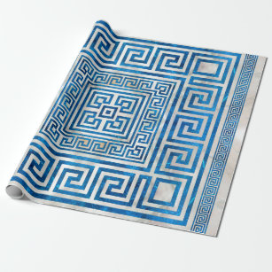 Greek Key Pattern in Navy Blue and White Tissue Paper