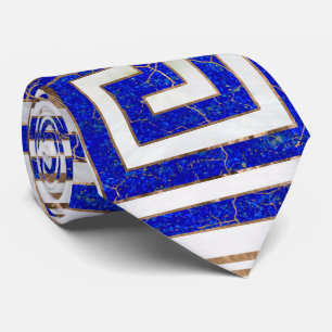 Greek Key Ornament - Lapis Lazuli and Gold Tie