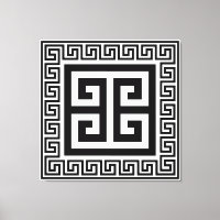 Greek Key Pattern Black Design Canvas Print