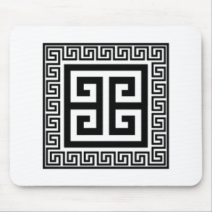 Greek Key Pattern Black Design Mouse Pad