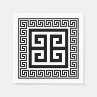 Greek Key Pattern Black Design Paper Napkins