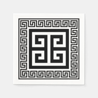 Greek Key Pattern Black Design Paper Napkins