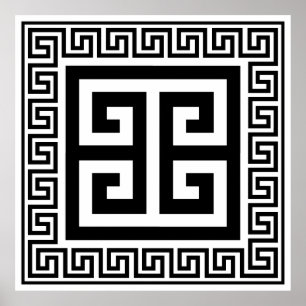 Greek Key Pattern Black Design Poster