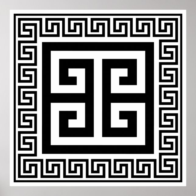 Greek Key Pattern Black Design Poster (Front)