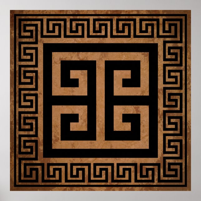 Greek Key Pattern Black Design Poster (Front)