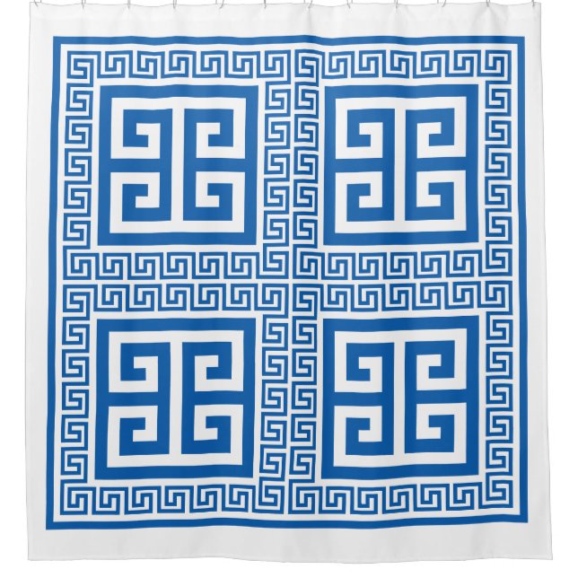 Greek Key Pattern Blue And White (Front)