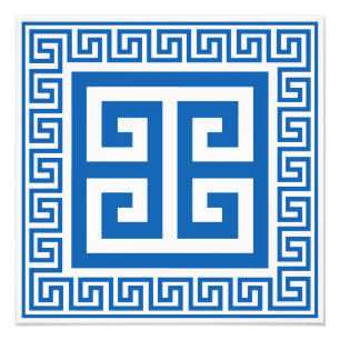 Greek Key Pattern Blue And White Design Photo Print
