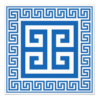 Greek Key Pattern Blue And White Design Photo Print