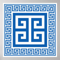 Greek Key Pattern Blue And White Design