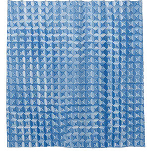 Greek Key Pattern, Cerulean Blue and White Shower 