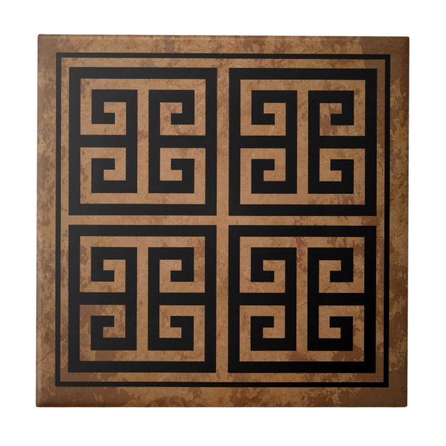 Greek Key Pattern Design Ceramic Tile (Front)