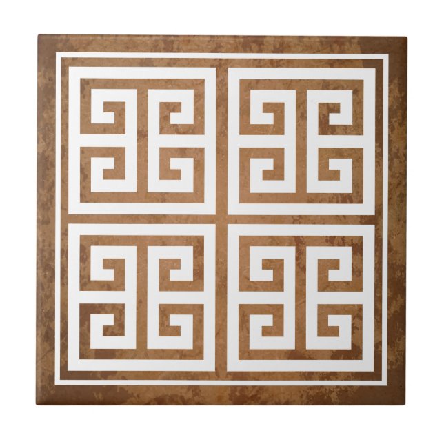 Greek Key Pattern Design Ceramic Tile (Front)