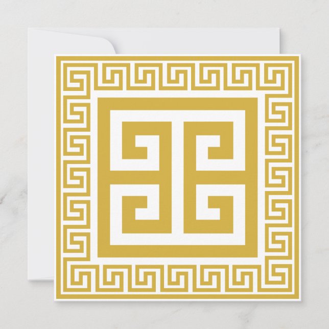 Greek Key Pattern Golden Design Card (Front)