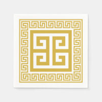 Greek Key Pattern Golden Design Paper Napkins