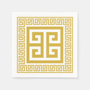 Greek Key Pattern Golden Design Paper Napkins