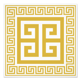 Greek Key Pattern Golden Design Photo Print