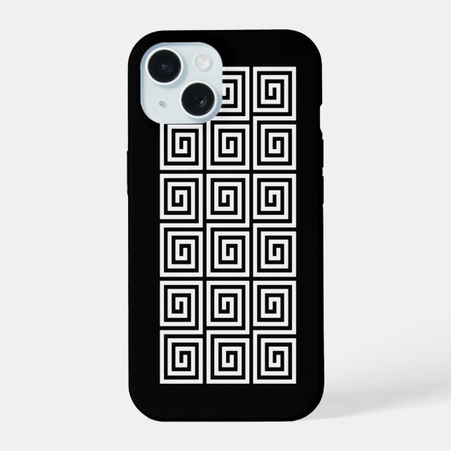 Greek Key Pattern iPhone 15 Case (Back)