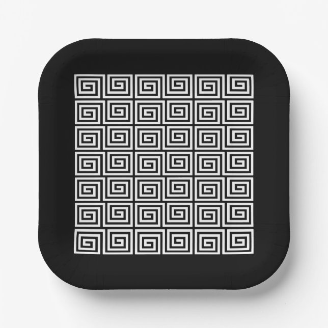 Greek Key Pattern Paper Plate (Front)