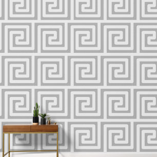 Greek Key Pattern Simple Minimalist Modern Grey Wallpaper