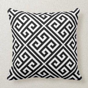 Greek Key Pattern Throw Pillow In Black & White