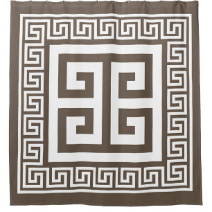 Greek Key Pattern White And Brown Design