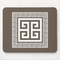 Greek Key Pattern White And Brown Design