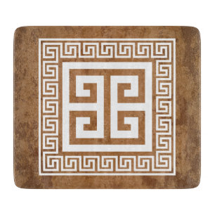Greek Key Pattern White Design Cutting Board