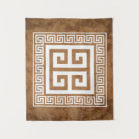Greek Key Pattern White Design Tapestry