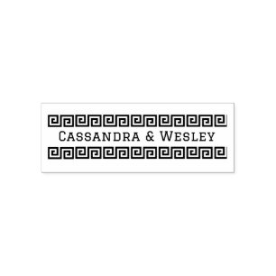 Greek Key S Border Couple Name Only Self-inking Stamp
