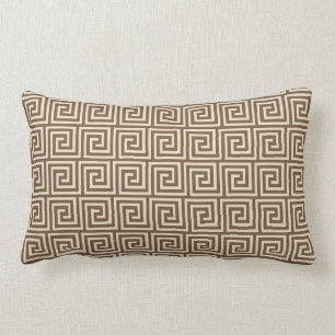 Greek Key, shades of taupe tan Lumbar Pillow
